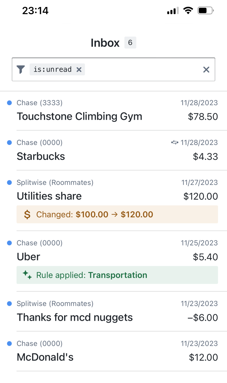 Tender mobile screenshot