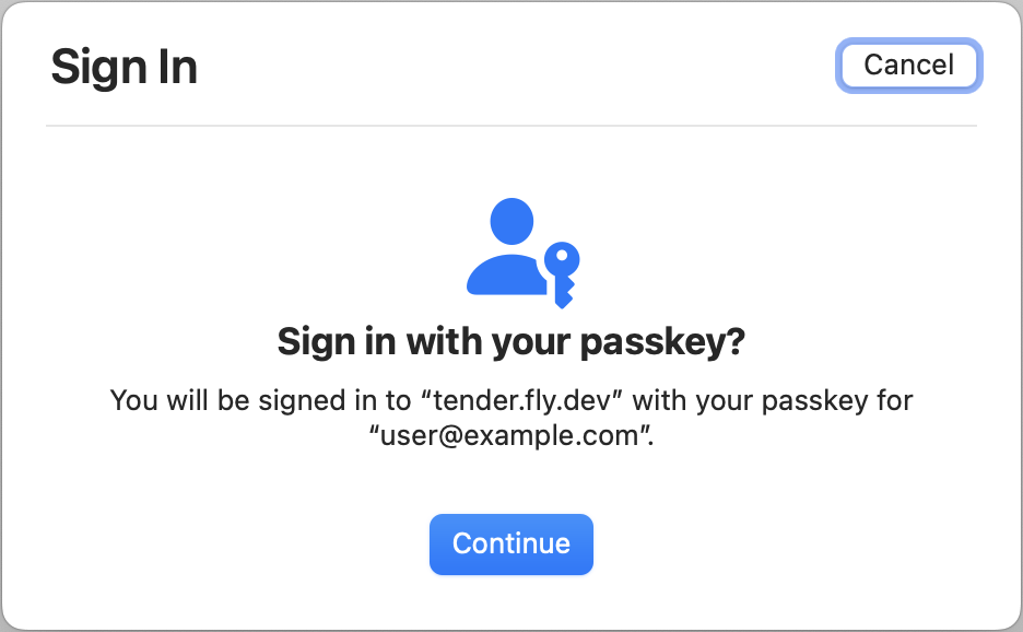Passkey Sign in UI in macOS